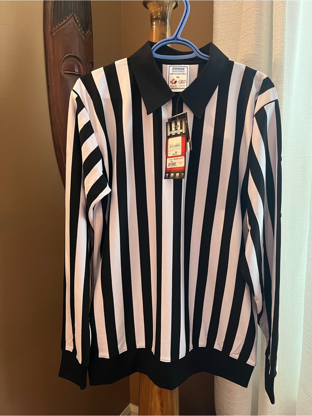 Force1 Hockey Referee Long Sleeve Shirt - Black & White Stripe
